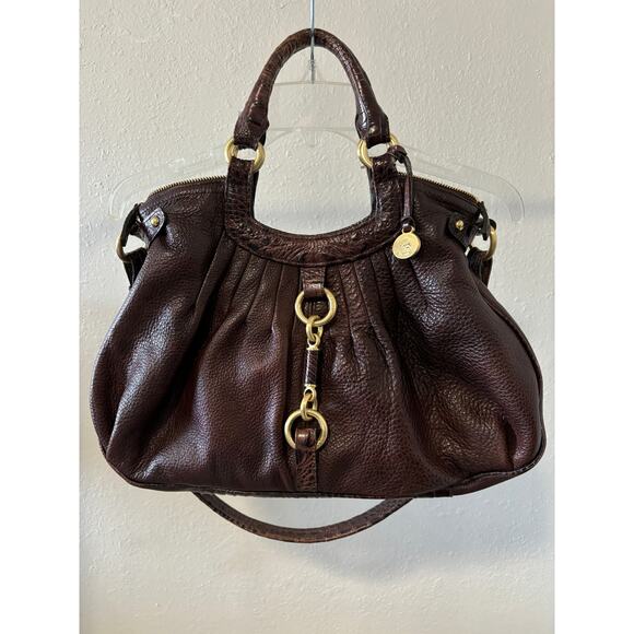 Vintage Brahmin Satchel Bag Purse Brown Leather